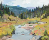 Carl Rungius, Mountain Stream, oil on canvas laid on board