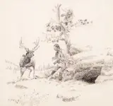Jack Goes Back, but He Don’t Stay Long [or] Stay in the Hole You Damn Fool ( circa 1925) by Charles Marion Russell, pen & ink on paper, sold Jul 2019