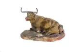 Reclining Steer by Charles Marion Russell, painted plaster, sold Jul 2019
