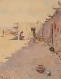 Frank P. Sauerwein, At the Pueblo, 1899, watercolor and gouache on paper