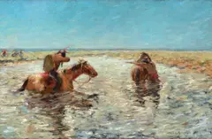 Charles Schreyvogel, Sketch for Standing Them Off, oil on canvas