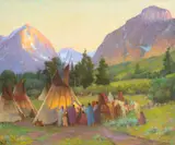 Joseph Henry Sharp, Crow Encampment, Montana, oil on canvas