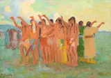 Joseph Henry Sharp, Crow Tobacco Dance ( circa 1907), oil on board