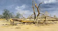 David Shepherd, Storm over the Luangwa, 1971, oil on canvas