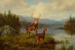Solitude, Forked Lake by Arthur Fitzwilliam Tait, 1885, oil on canvas, sold Jul 2019