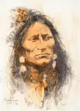 Howard Terpning, Judgment, 1989, mixed media on paper