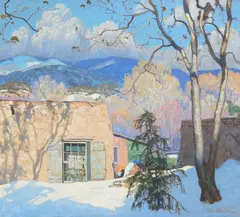 Theodore Van Soelen, Adobe, Snow and Sunshine, 1926, oil on canvas
