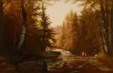 Worthington T. Whittredge, Fishermen in a Wooded Landscape, oil on canvas