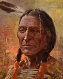 Blackfoot Indian by Olaf Wieghorst, oil on board, sold Jul 2019