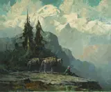 Eustace Paul Ziegler, Packer below McKinley, oil on canvas laid on board
