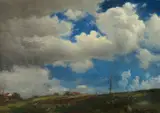 Incoming Clouds by Albert Bierstadt, oil on paper laid on board, sold Jul 2018