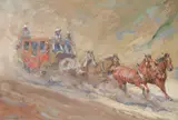 Stagecoach by Edward Borein, watercolor & gouache on paper, sold Jul 2018