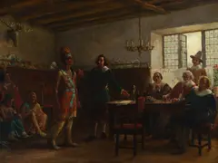Jennie Brownscombe, Massasoit Signing a Treaty, oil on canvas