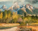 Earl Carpenter, Snake River, Tetons, oil on canvas