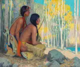 Quail Hunters by E. Irving Couse, oil on canvas, sold Jul 2018