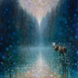 Ewoud de Groot, Wading Moose, oil on canvas