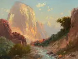 High Mountain Stream by John Fery, oil on canvas, sold Jul 2018