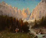 Elk by a Canyon Stream by John Fery, oil on canvas, sold Jul 2018