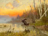 Sunset by John Fery, oil on canvas, sold Jul 2018