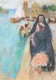 Leon Gaspard, On the Nile – Cairo, Egypt, 1959, pastel on paper