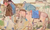 Leon Gaspard, Mongols, 1921, oil on silk laid on board