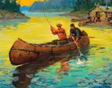 Frank B. Hoffman, Almost in the Net, oil on canvas laid on board