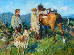 Frank B. Hoffman, A Friendly Conversation, oil on canvas