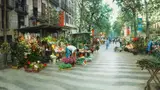 Clark Hulings, Las Ramblas, 2004, oil on canvas