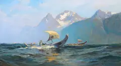 Going to the Potlach ( circa 1929) by Sydney Laurence, oil on canvas, sold Jul 2018