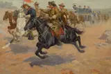 John Norval Marchand, Rough Riders Cavalry, oil on canvas