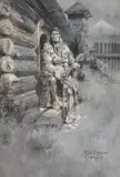 Edgar S. Paxson, He Waited at the Block-House Door, Fort Astoria, 1905, gouache on paper
