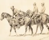 Frederic Remington, Police and Trailer Following a Criminal ( circa 1893), ink wash on paper