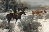 Howard Rogers, Winter Roundup, oil on canvas