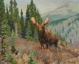 Carl Rungius, Coming Up the Valley ( circa 1938), oil on canvas