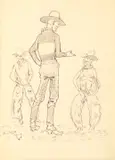 Long George Francis by Charles Marion Russell, pen & ink on paper, sold Jul 2018
