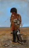 Indian Boy by Charles Marion Russell, oil on canvas, sold Jul 2018