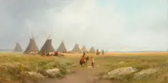 Encampment by Frederick Schafer, Oil on canvas, sold Jul 2018