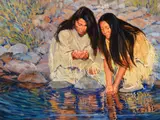 Charles Schridde, Indian Maidens at the Well, oil on canvas