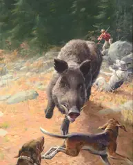 John Scott, Boar Hunt, oil on canvas