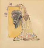 Olaf Carl Seltzer, Buffalo Head, gouache on paper