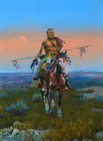 Olaf Carl Seltzer, Warrior on Horseback – The Scout, oil on board