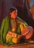 Joseph Henry Sharp, Evening Chant, oil on canvas