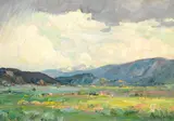 Joseph Henry Sharp, Sunburst, Taos Mountains, New Mexico, oil on board