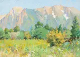 Joseph Henry Sharp, Jackson Hole Country, Wyoming ( circa 1920), oil on board