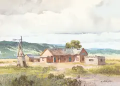 Paul Strisik, High Country Ranch, watercolor on paper