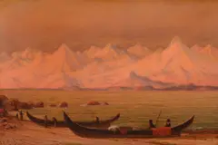 James E. Stuart, Glow of the Midnight Sun – Fairweather Range, Alaska, 1898, oil on board