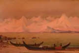 James E. Stuart, Glow of the Midnight Sun – Fairweather Range, Alaska, 1898, oil on board