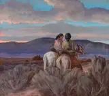 Carl von Hassler, Sagebrush Riders, West of Taos, oil on canvas