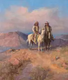 Apache Scouts by Olaf Wieghorst, oil on board, sold Jul 2018