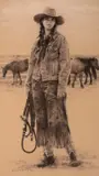 Carrie L. Ballantyne, Cowgirl, mixed media on paper